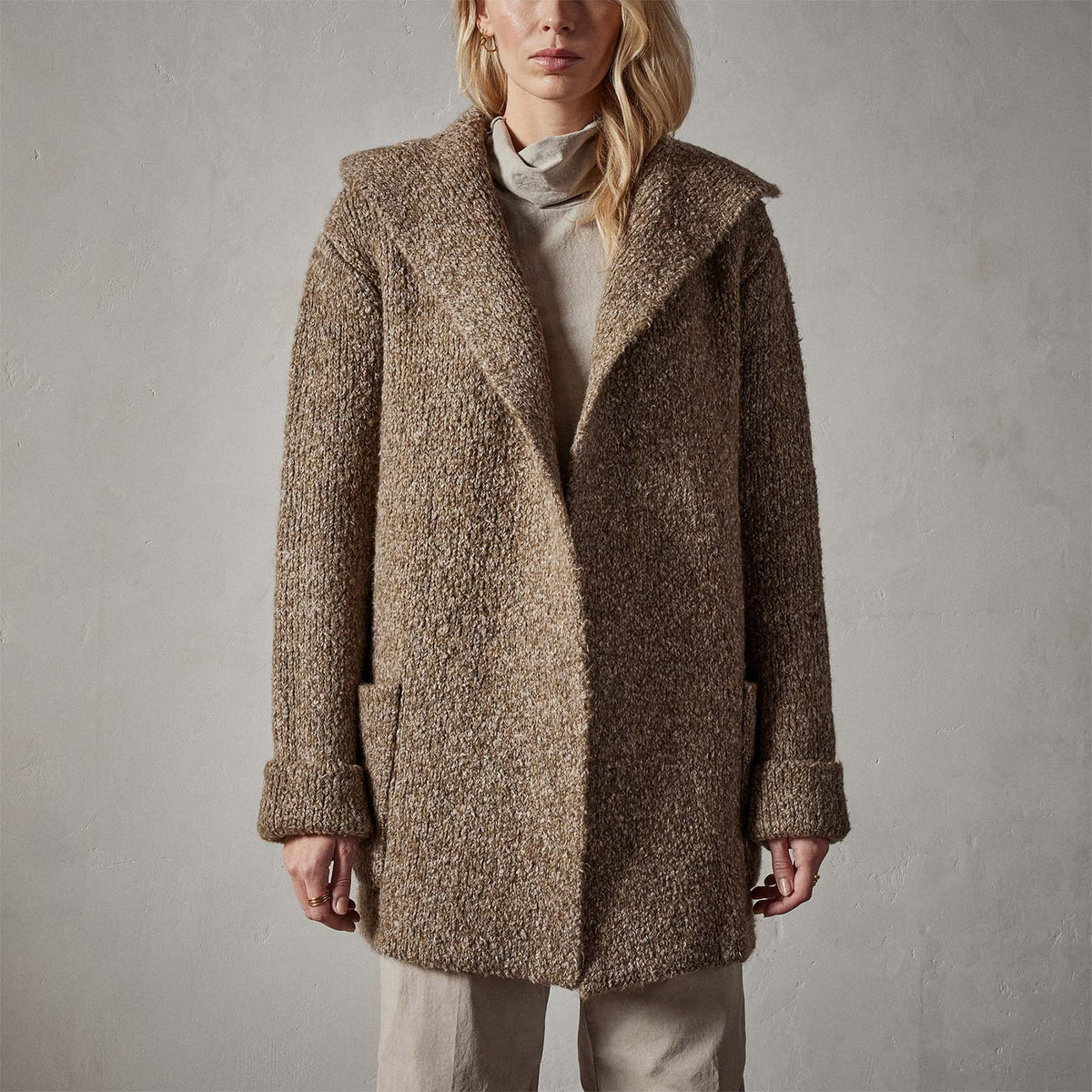 Double Bed Hooded Cardigan in Caper | James Perse Los Angeles 