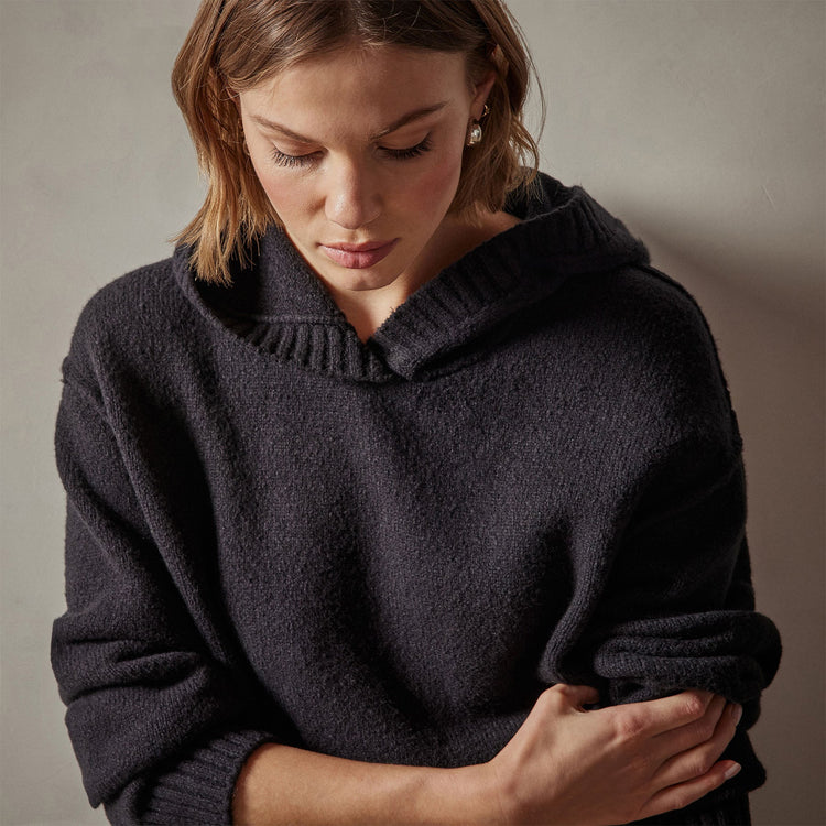 Cotton Cashmere Oversize Hoodie in Black | James Perse Los Angeles