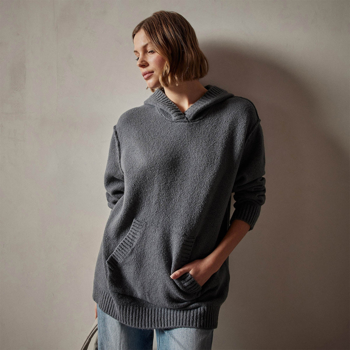 Cotton Cashmere Oversize Hoodie in Flint | James Perse Los Angeles
