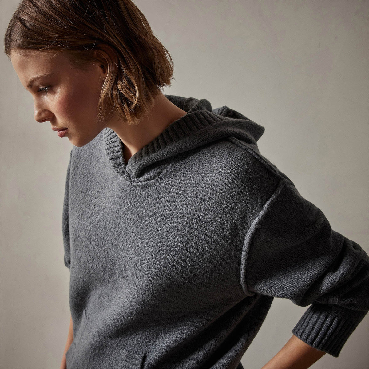 Cotton Cashmere Oversize Hoodie in Flint | James Perse Los Angeles