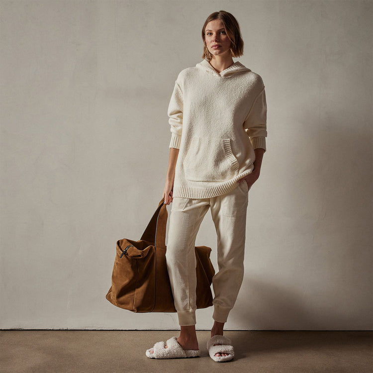 Cotton Cashmere Oversize Hoodie in Ivory | James Perse Los Angeles