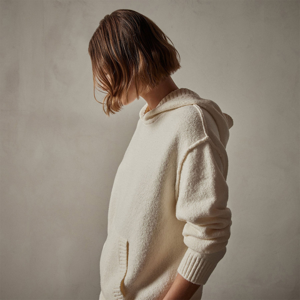 Cotton Cashmere Oversize Hoodie in Ivory | James Perse Los Angeles