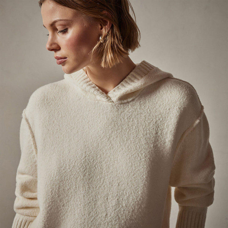 Cotton Cashmere Oversize Hoodie in Ivory | James Perse Los Angeles