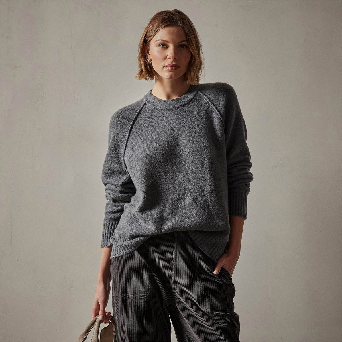Cotton Cashmere Blend Pullover in Flint | James Perse Los Angeles