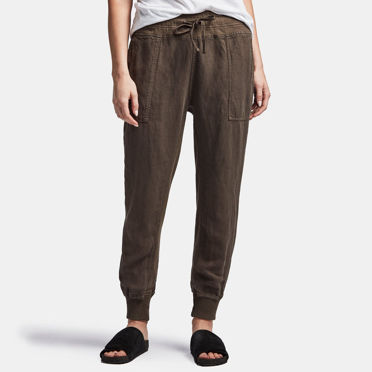 Canvas Linen Relaxed Pant In Army Green | James Perse Los Angeles