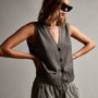 Cotton Chashmere Button Vest in Burro | James Perse Los Angeles