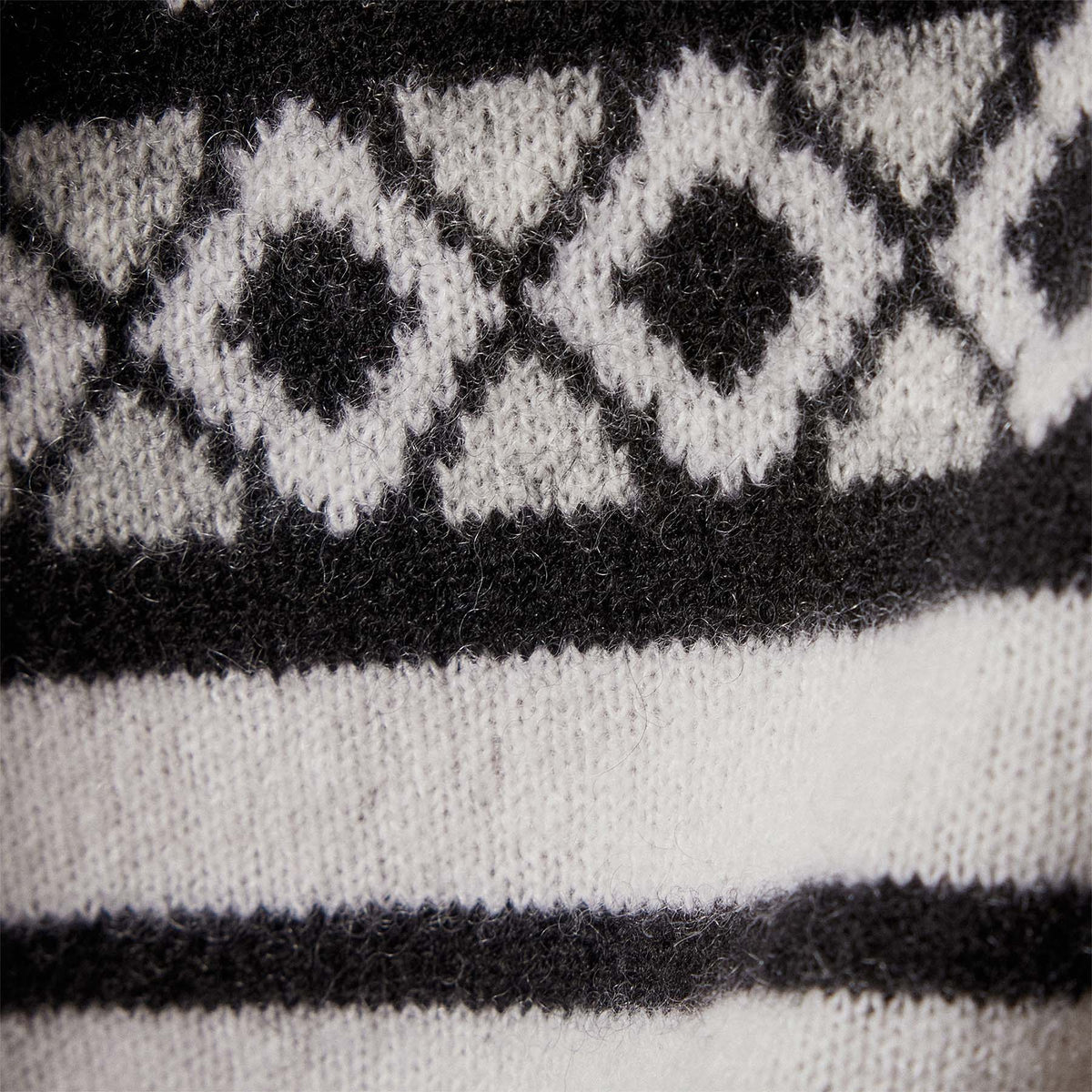 Fair Isle Cotton Cashmere Sweater in Black/Foggy/Chalk | James Perse Los Angeles