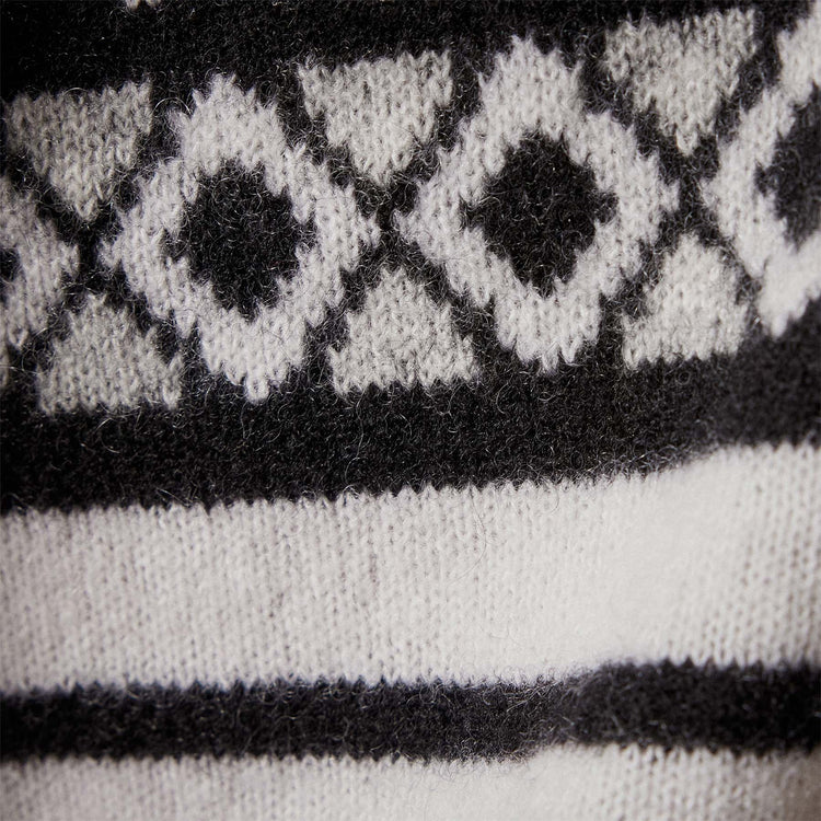 Fair Isle Cotton Cashmere Sweater in Black/Foggy/Chalk | James Perse Los Angeles