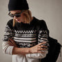 Fair Isle Cotton Cashmere Sweater in Black/Foggy/Chalk | James Perse Los Angeles
