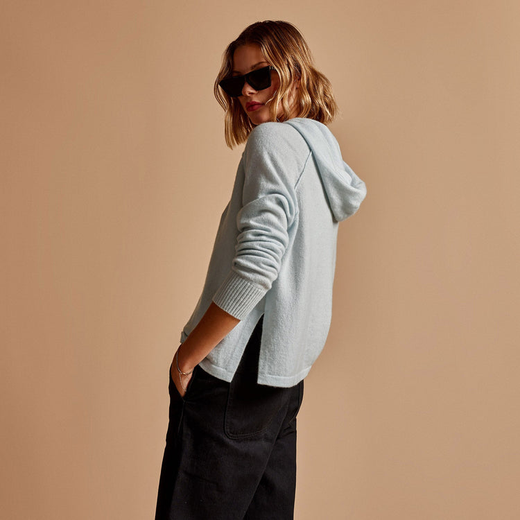 La Paz Cashmere Blend Hoodie in Baby Blue | James Perse Los Angeles