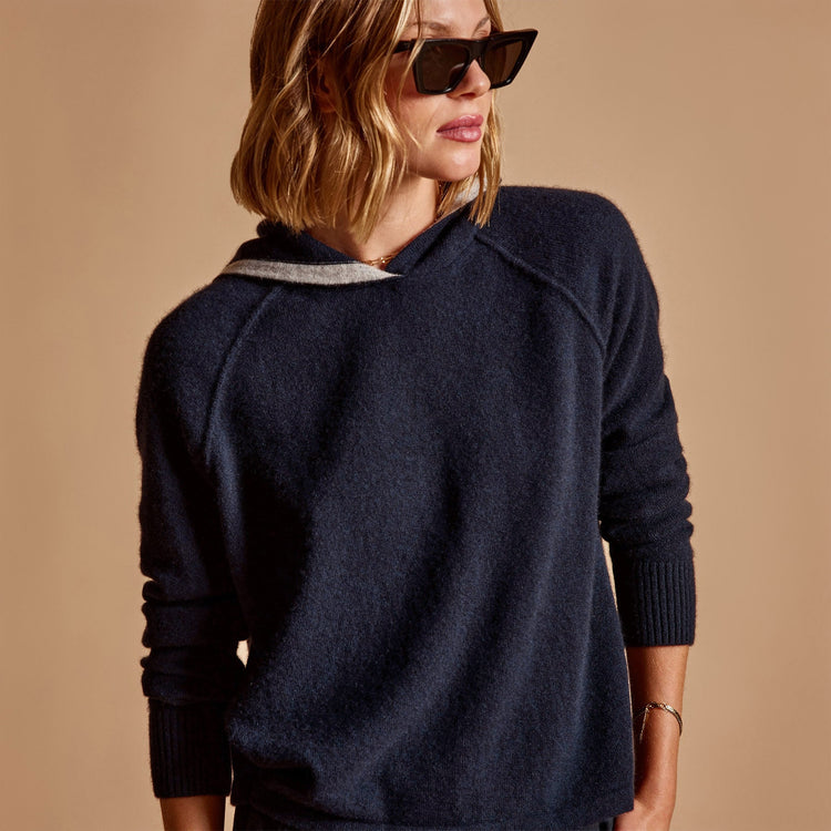 La Paz Cashmere Blend Hoodie in French Navy | James Perse Los Angeles