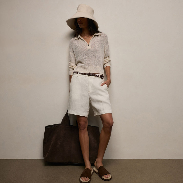 Playa Linen Bermuda Short in Off White | James Perse Los Angeles