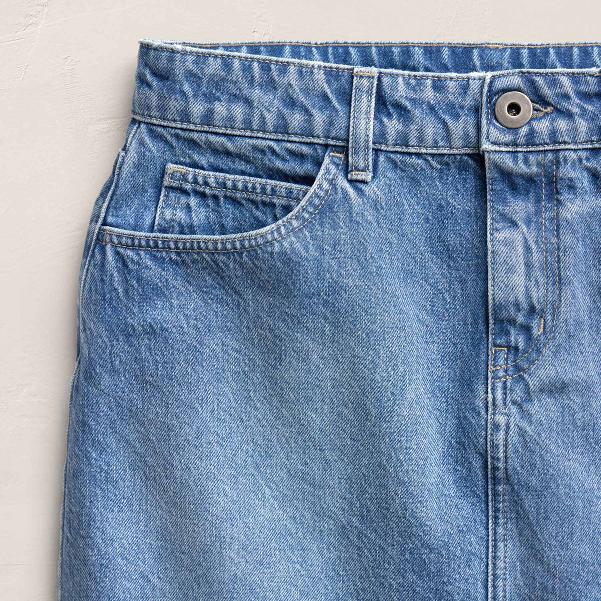 5 Pocket Denim Mini Skirt in Mid Blue Wash | James Perse Los Angeles