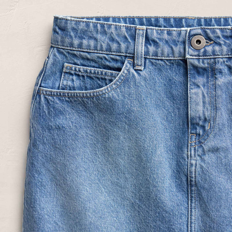 5 Pocket Denim Mini Skirt in Mid Blue Wash | James Perse Los Angeles