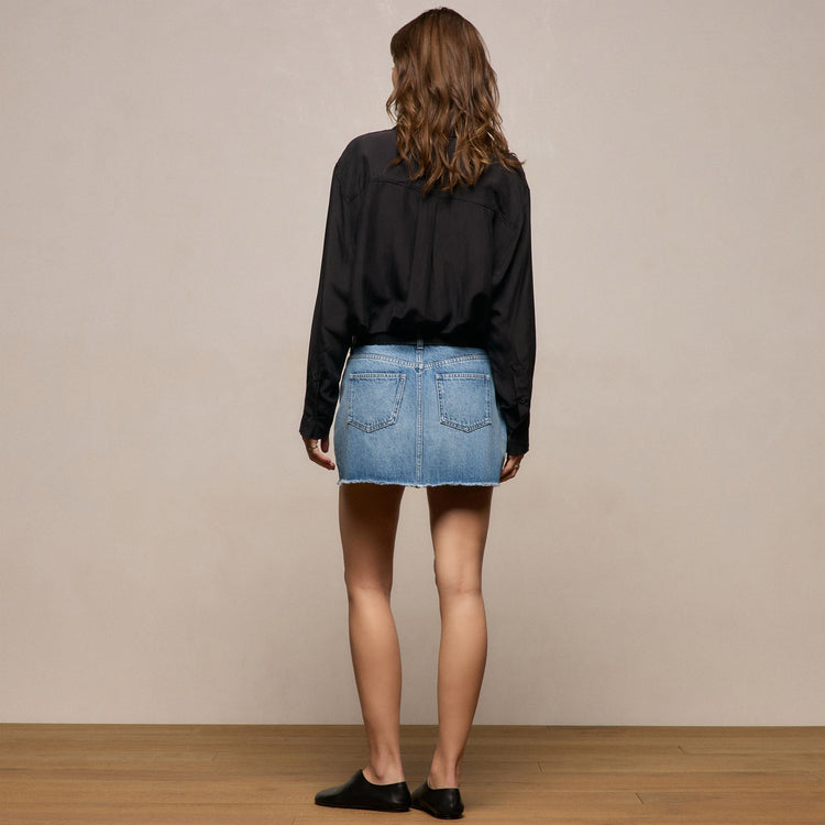 5 Pocket Denim Mini Skirt in Mid Blue Wash | James Perse Los Angeles