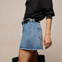 5 Pocket Denim Mini Skirt in Mid Blue Wash | James Perse Los Angeles