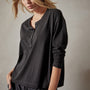 Clean Finish Jersey Henley in Black | James Perse Los Angeles 