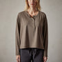 Clean Finish Jersey Henley in Old Whiskey | James Perse Los Angeles 