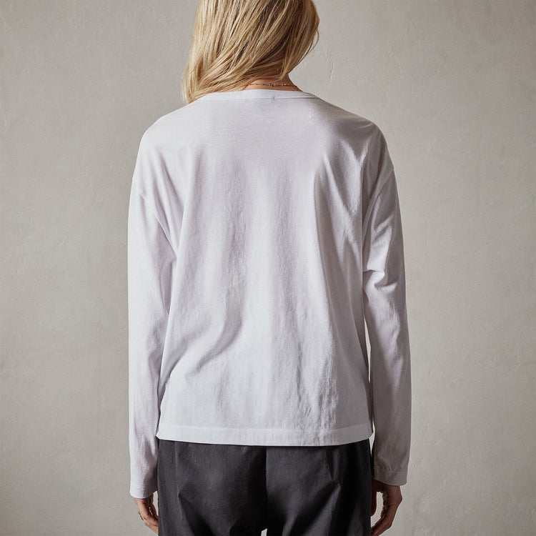 Clean Finish Jersey Henley in White | James Perse Los Angeles 