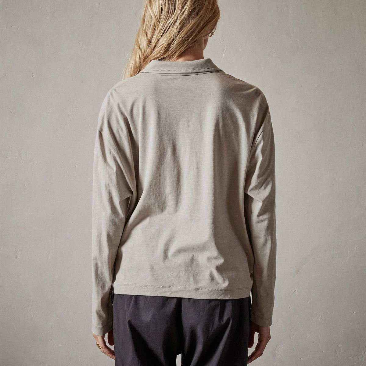 Clean Finish Jersey Open Polo in Dapple | James Perse Los Angeles 