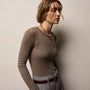Cotton Gauze Ribbed Long Sleeve Crew in Caribou | James Perse Los Angeles