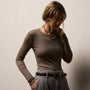 Cotton Gauze Ribbed Long Sleeve Crew in Caribou | James Perse Los Angeles