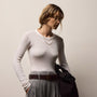 Cotton Gauze Ribbed Long Sleeve Crew in Everest White | James Perse Los Angeles