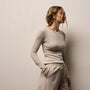 Cotton Gauze Ribbed Long Sleeve Crew in Salt | James Perse Los Angeles