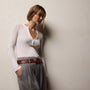 Cotton Gauze Ribbed Henley in Everest White | James Perse Los Angeles
