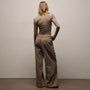 Ribbed Waist Wide Leg Pant in Fawn Pigment | James Perse Los Angeles