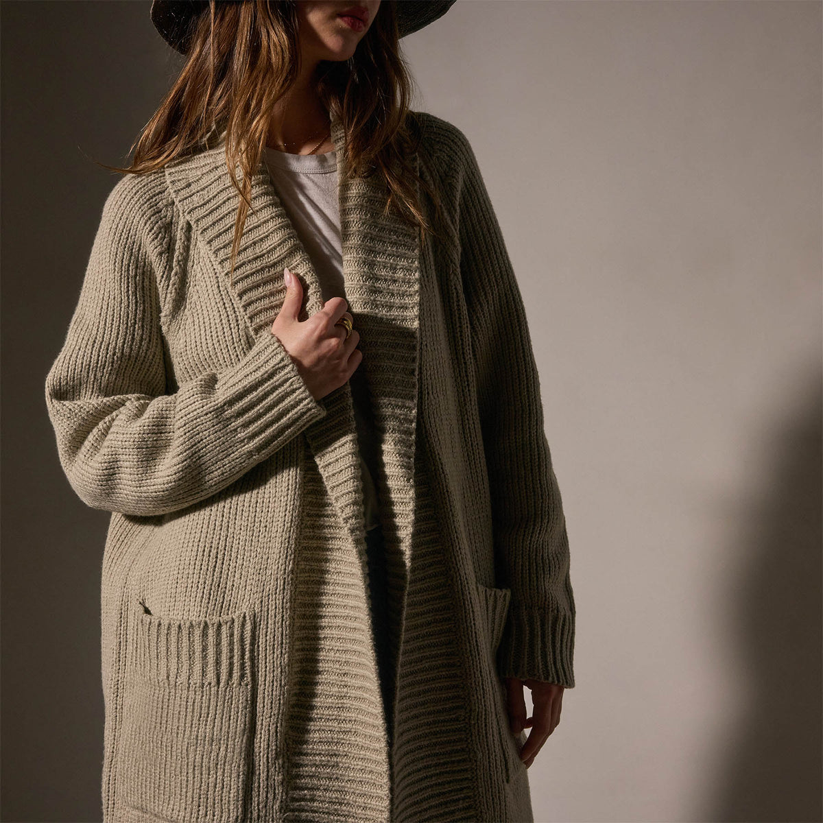 Cotton Shawl Collar Cardigan in Overcast | James Perse Los Angeles