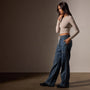 Wide Leg Pull On Denim Pant in Medium Wash | James Perse Los Angeles
