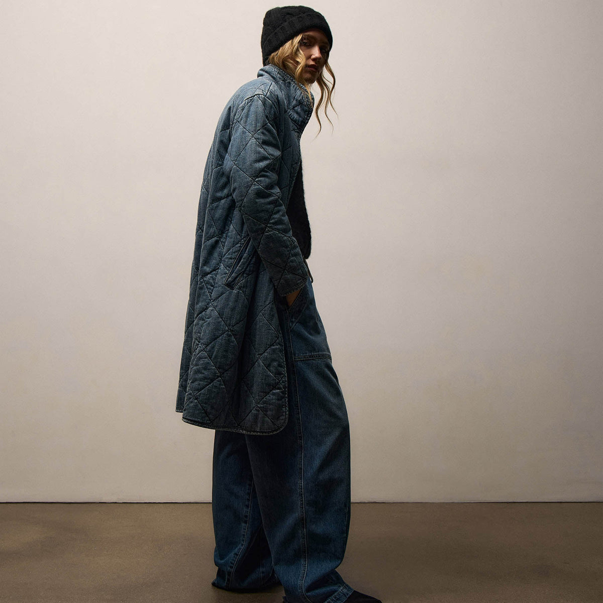 Denim Quilted Jacket in Medium Wash | James Perse Los Angeles