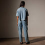 Short Sleeve Crop Denim Shirt in Bleach Wash | James Perse in Los Angeles