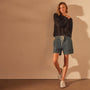 Pull On Denim Short in Medium Wash | James Perse Los Angeles