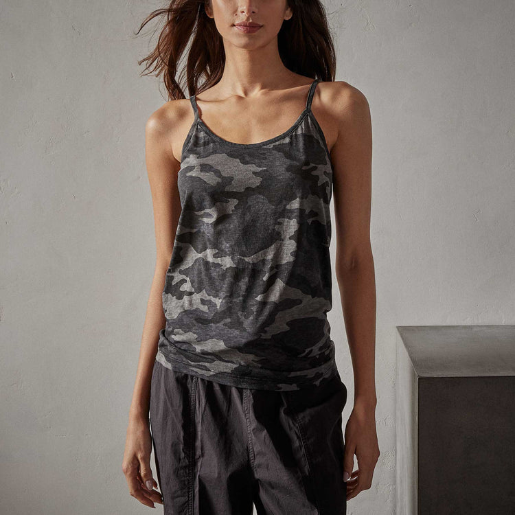 Camo Clear Jersey Cami Tank in Dark Night Camo | James Perse Los Angeles