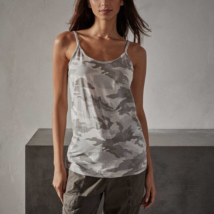 Camo Clear Jersey Cami Tank in Dust Camo | James Perse Los Angeles