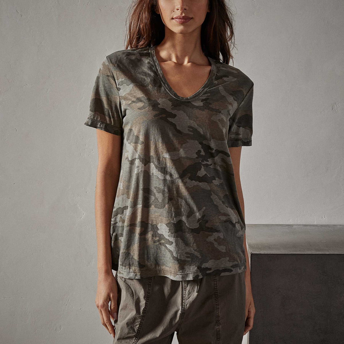 Camo Clear Jersey Short Sleeve Tee in Jungle Camo | James Perse Los Angeles