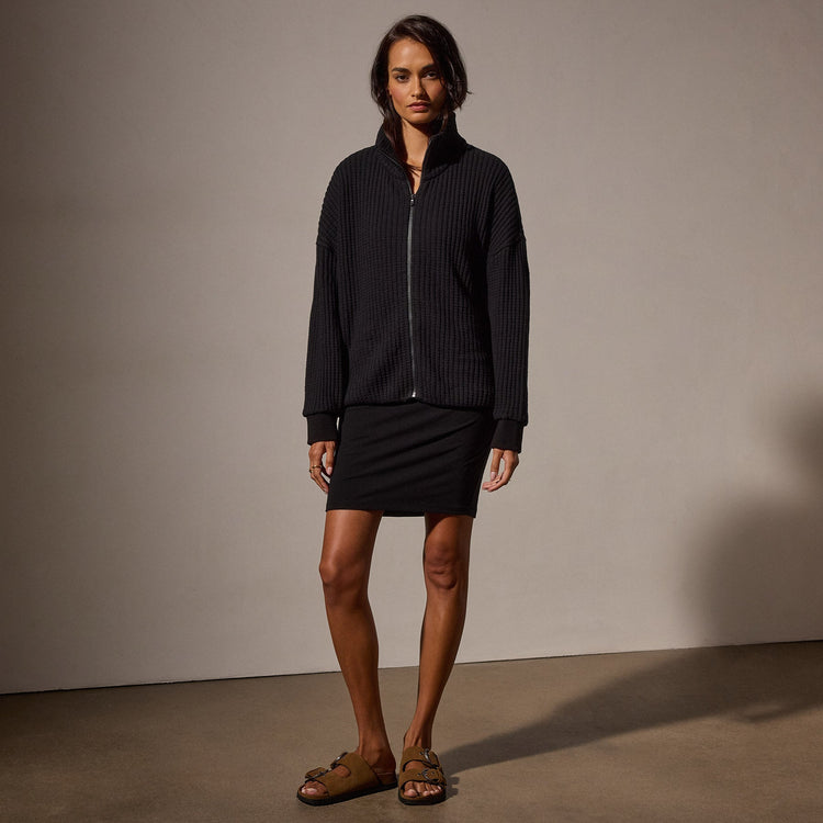 Thermal Zip Up in Black | James Perse Los Angeles