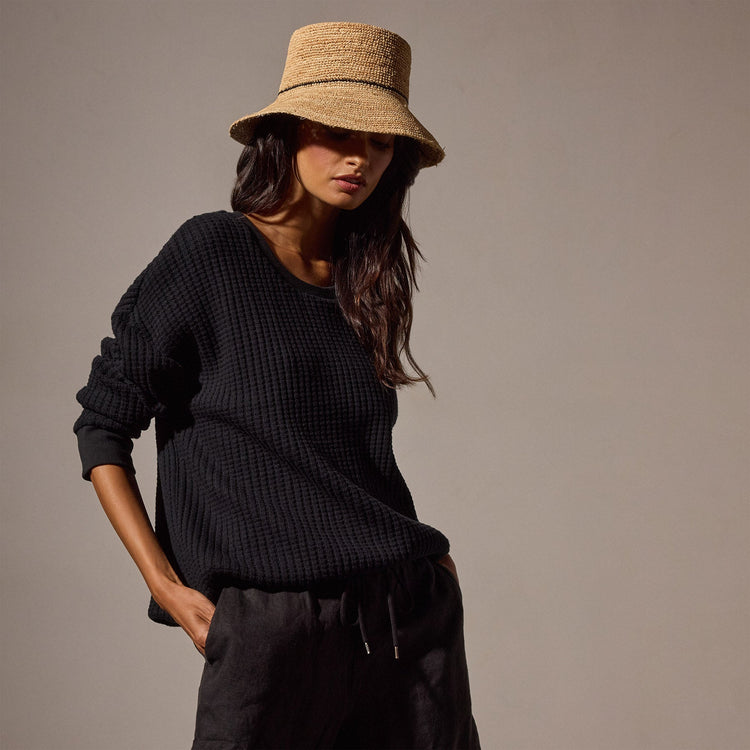 Thermal Sweatshirt in Black | James Perse Los Angeles