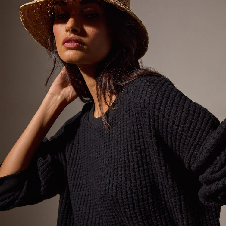 Thermal Sweatshirt in Black | James Perse Los Angeles