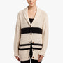 Striped Cotton Linen Beach Cardigan In Natural/Black | James Perse Los Angeles