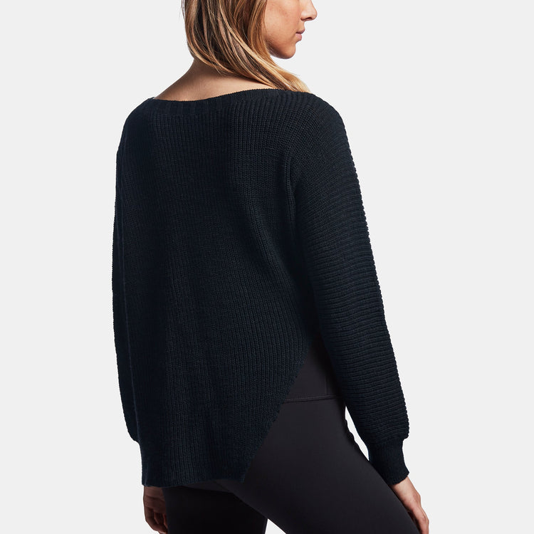 Cotton Linen Boat Neck Sweater In Blue Grey | James Perse Los Angeles