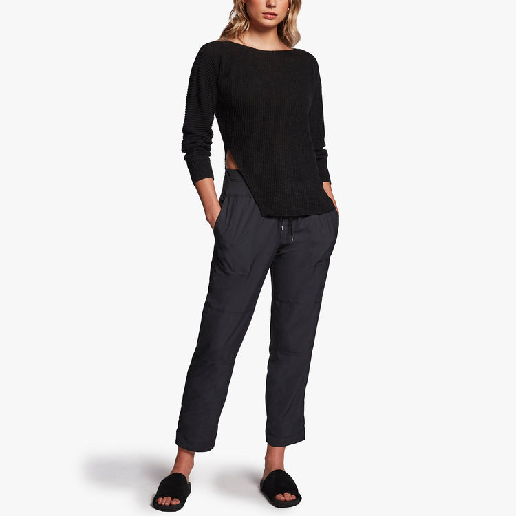 Cotton Linen Boat Neck Sweater In Black | James Perse Los Angeles