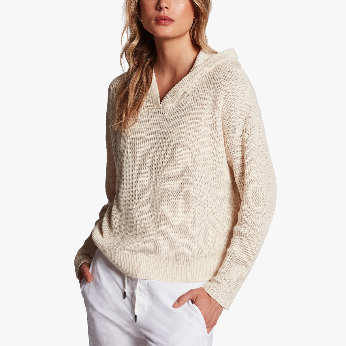Cotton Linen Hoodie - Ivory | James Perse Los Angeles