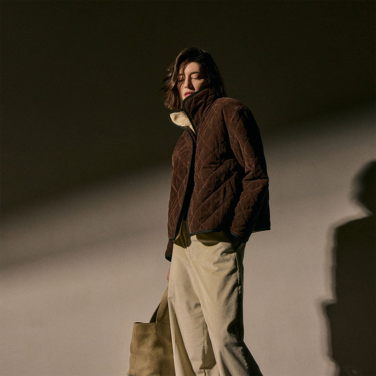 Sherpa Lined Jacket in Chestnut | James Perse Los Angeles