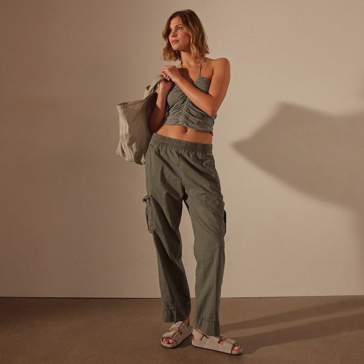 Seersucker Cargo Pant in Palm Pigment | James Perse Los Angeles