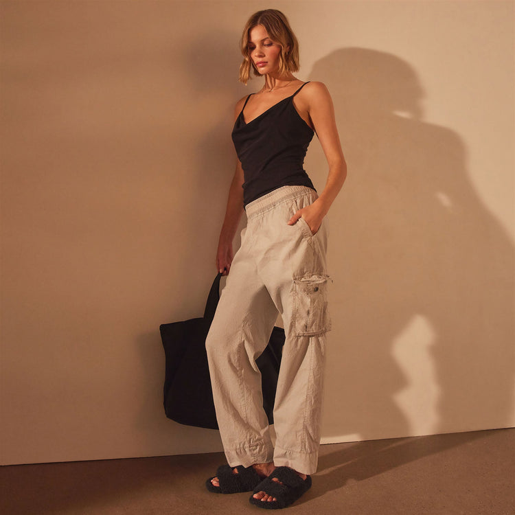 Seersucker Cargo Pant in Salt Pigment | James Perse Los Angeles