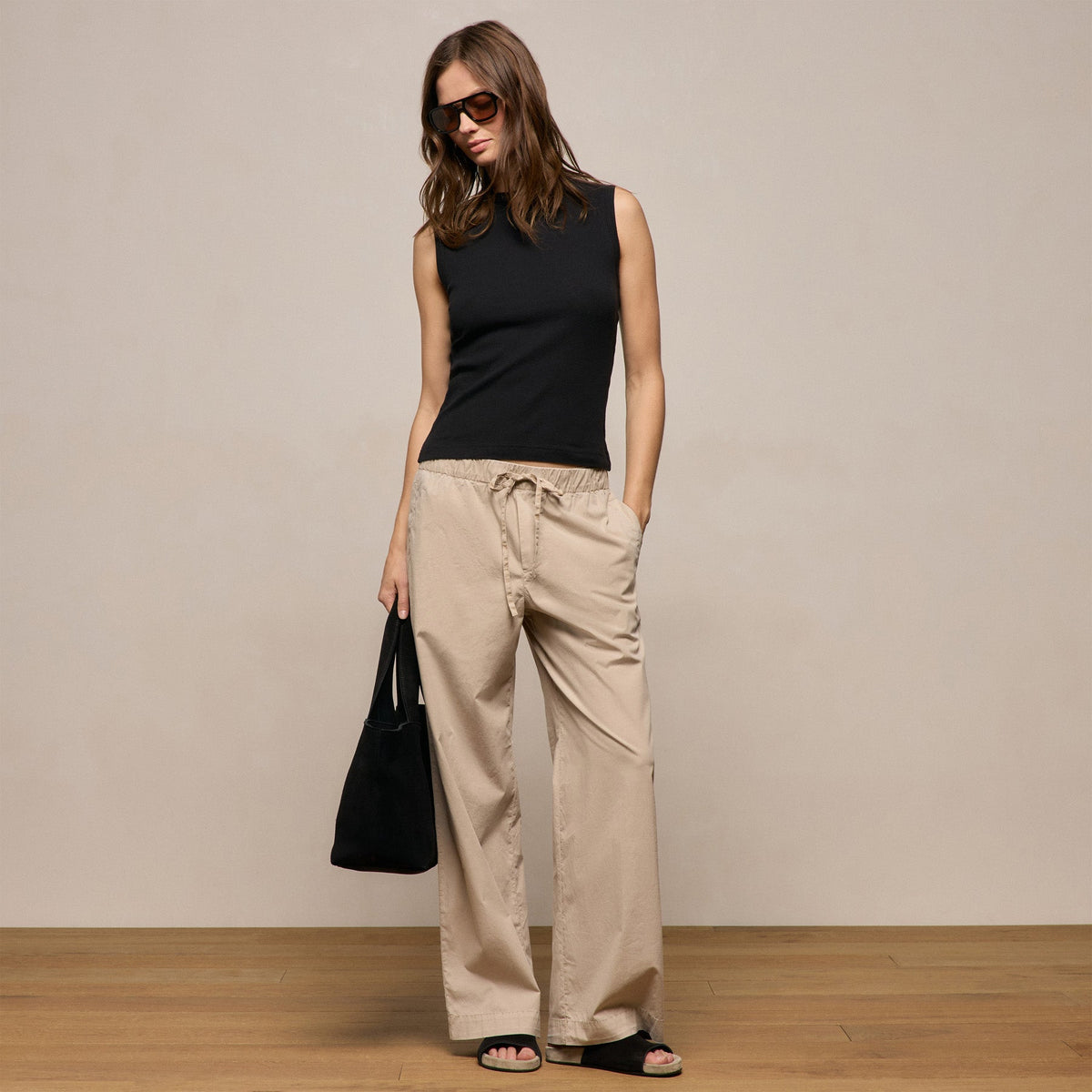 Cotton Cashmere Rib Tank in Black | James Perse Los Angeles