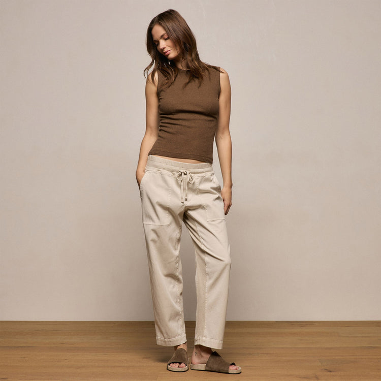Cotton Cashmere Rib Tank in Brown | James Perse Los Angeles